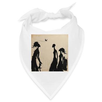 Feminine Silhouetten und minimalistischer Vogel - Bandana - Weiß - Vorne