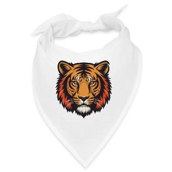 Ausdrucksstarker Tiger Kopfeindruck - Bandana - Weiß - Vorne