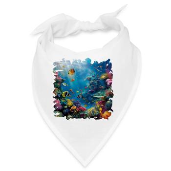 Bunte Meereswelt Unterwasserlandschaft - Bandana - Weiß - Vorne