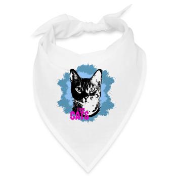 Katzenliebe Blau Spritzer - Bandana - Weiß - Vorne