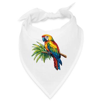 Bunter Papagei auf Zweig - Bandana - Weiß - Vorne