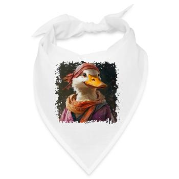 Anthropomorphe Ente mit buntem Schal - Bandana - Weiß - Vorne