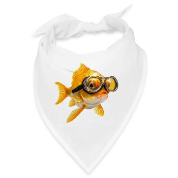 Goldfisch mit Taucherbrille - Bandana - Weiß - Vorne