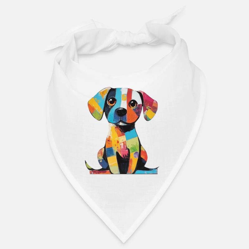 Farbenfroher Patchwork, bunter Hund Bandana