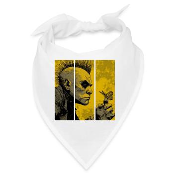 Punkrocker beobachtet Schmetterling - Bandana - Weiß - Vorne
