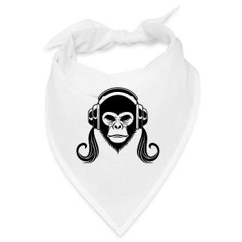 Monochrom Affenkopf Kontur Kunst Edition Shirt - Bandana - Weiß - Vorne