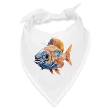 Aquarellfisch Farbexplosion - Bandana - Weiß - Vorne