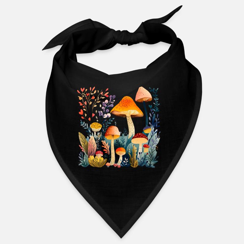 Forest mushroom group in autumn forest Bandana