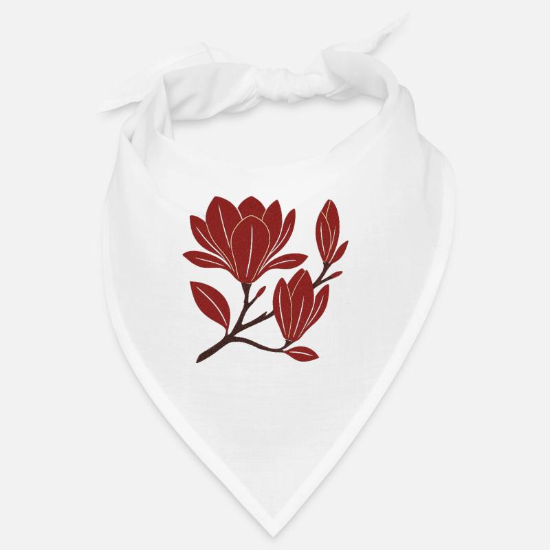 Red Magnolia Branch Pattern Bandana