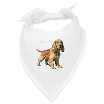 Cocker Spaniel - Cooles Low-Poly-Logo - Bandana - Weiß - Vorne