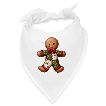 Gingerbread Weihnachtsmotiv Patchwork - Bandana - Weiß - Vorne