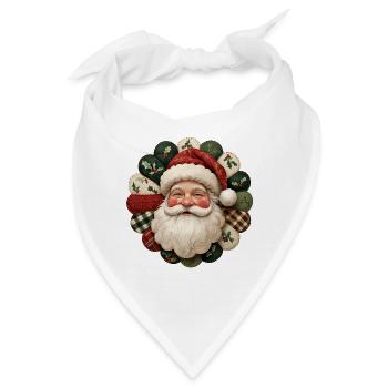 Patchwork Weihnachtsmann Motiv - Bandana - Weiß - Vorne