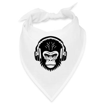 Entspannter Affe Wireless Kopfhörer Café Shirt - Bandana - Weiß - Vorne
