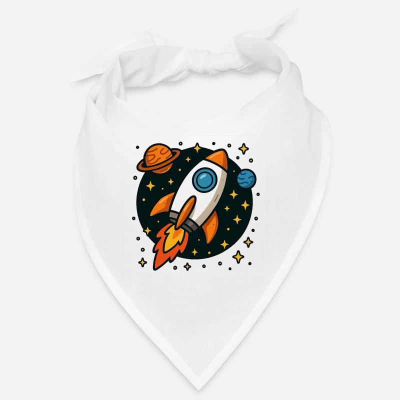 Retro space rocket in star orbit Bandana