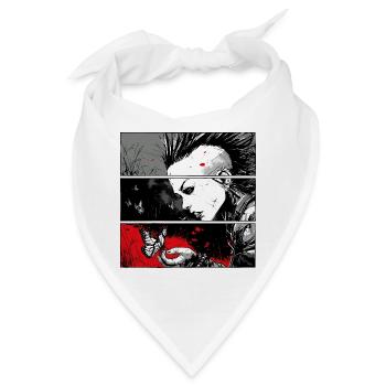 Punkrock Mädchen beobachtet Schmetterling - Bandana - Weiß - Vorne