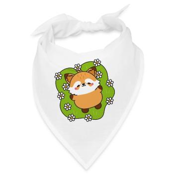 Frohes Füchschen und Gänseblümchen - Bandana - Weiß - Vorne