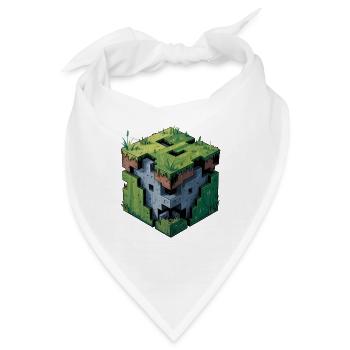 Dirt Block – Cooles Low-Poly-Logo - Bandana - Weiß - Vorne