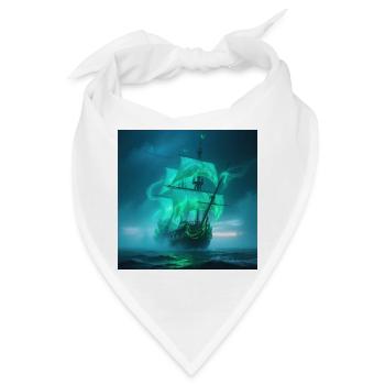 Geisterschiff Neongrün im Nebel - Bandana - Weiß - Vorne