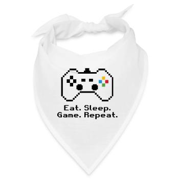 RETRO-GAMING // ESSEN. SCHLAFEN. SPIEL. WIEDERHOLEN. SCHWARZ - Bandana - Weiß - Vorne