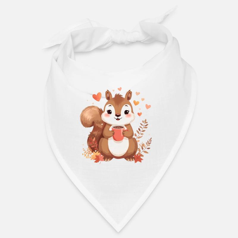 Écureuil d’automne au chocolat chaud - Bandana - blanc