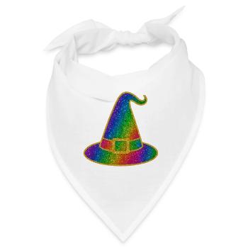Halloween-Regenbogen Glitzer Hexenhut - Bandana - Weiß - Vorne