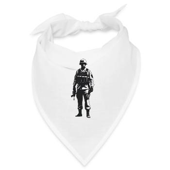 Soldat - Cooles Silhouetten-Logo - Bandana - Weiß - Vorne