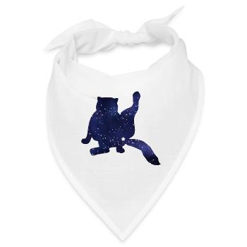 Katze Silhouette Lustig Sternenhimmel - Bandana - Weiß - Vorne