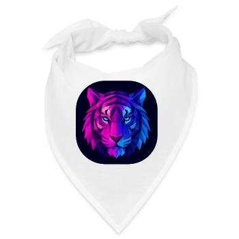 Neon-Polygon Tiger: Magenta zu Blau - Bandana - Weiß - Vorne