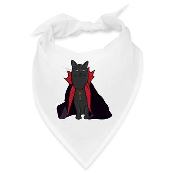 Mitternachts-Vampirkatze mit Umhang - Bandana - Weiß - Vorne