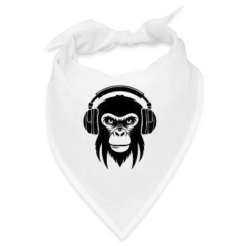 Wireless Kopfhörer Café Entspannter Affe Shirt - Bandana - Weiß - Vorne