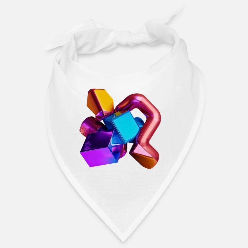 Abstrait 3D Géométrie Formes Coloré - Bandana - blanc