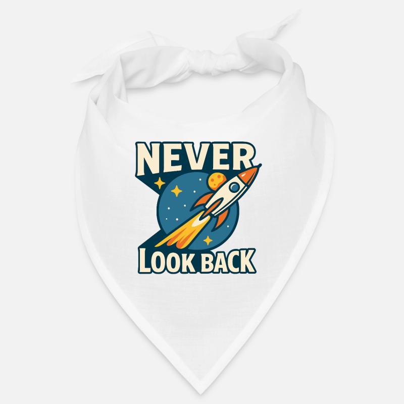 Never Look Back Rocket Motif Retro Space Bandana