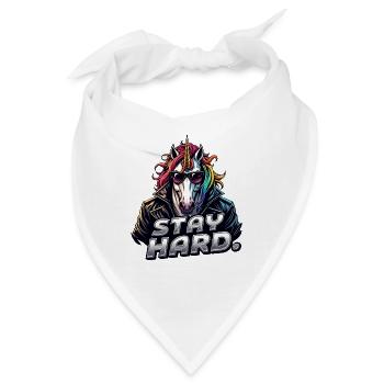 Einhorn im Lederjacke Stay Hard - Bandana - Weiß - Vorne
