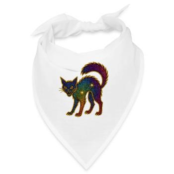 Galaktische Glitzerkatze zu Halloween - Bandana - Weiß - Vorne