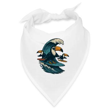 Cool Toucan Surfing Wave Art - Bandana - Weiß - Vorne