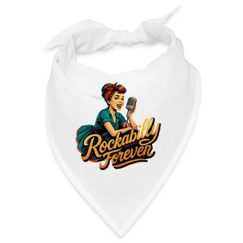 Rockabilly für immer Kohlemikrofon 50er Geschenk - Bandana - Weiß - Vorne