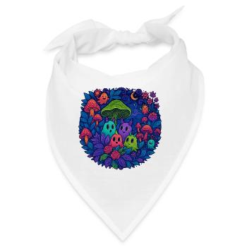 Neon Monster Freunde im Pilzwald - Bandana - Weiß - Vorne