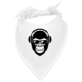 Entspannter Affe Wireless Kopfhörer Café Shirt - Bandana - Weiß - Vorne