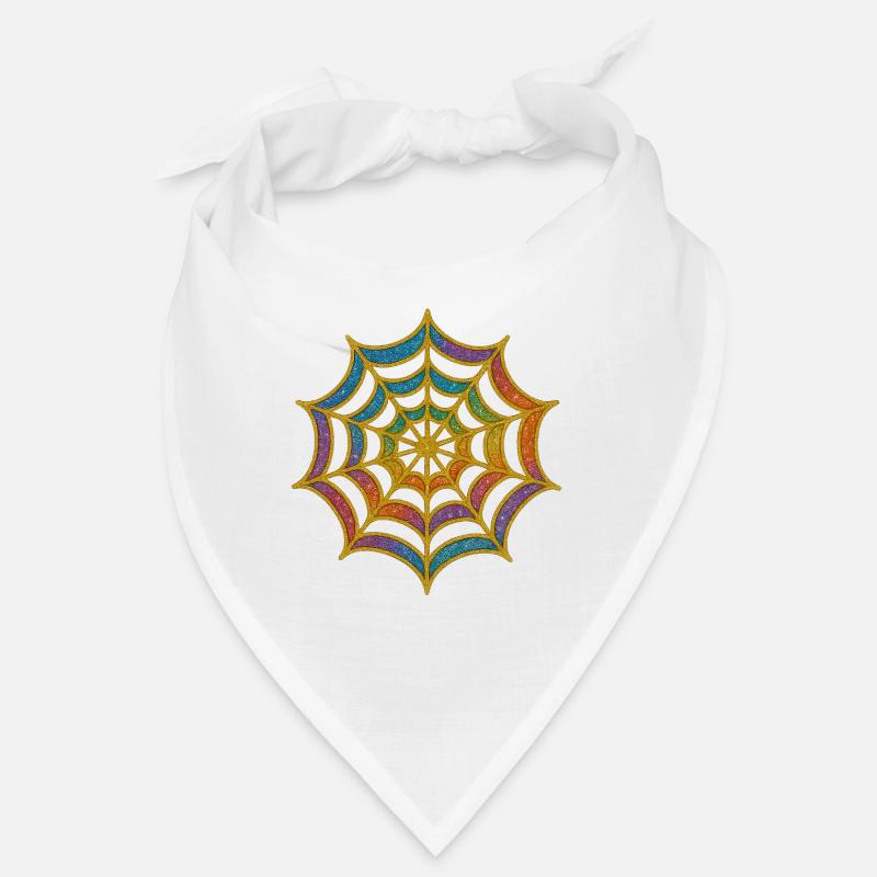 Spider Web | Rainbow Spider Web Gold Glitter Bandana