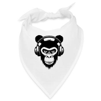 Affenkopf Skatepark Beat Kopfhörer Groove Shirt - Bandana - Weiß - Vorne