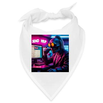 Cyberpunk Neon-Skull Hacker Send Help Design - Bandana - Weiß - Vorne