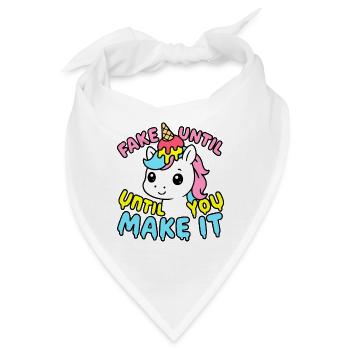Süßes Kawaii Einhorn – Fake It Until You Make It - Bandana - Weiß - Vorne