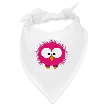 Flauschiges Pinkes Vogelchen Portrait - Bandana - Weiß - Vorne