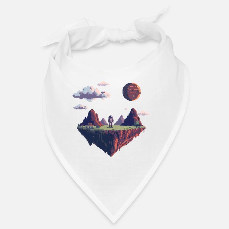 8-Bit Pixel Astronaut on Floating Island Bandana