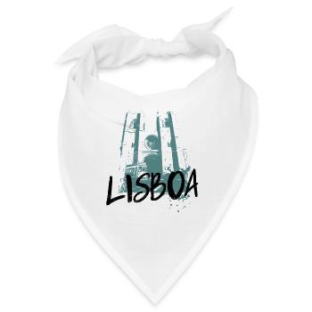 Straßenbahn und Kathedrale, Lissabon blaue Illustration - Bandana - Weiß - Vorne