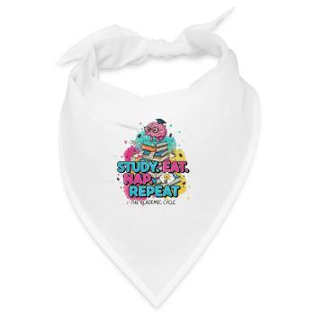Study Eat Nap Repeat - Akademischer Zyklus für Studenten - Bandana - Weiß - Vorne