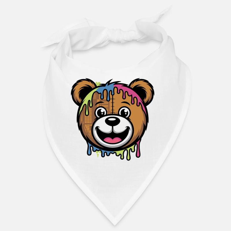 Colorful Dripping Teddy Bear Head Kawaii Rainbow Bandana
