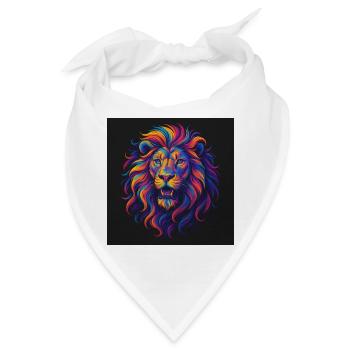 Neonfarben Löwenkopf Kunstwerk - Bandana - Weiß - Vorne