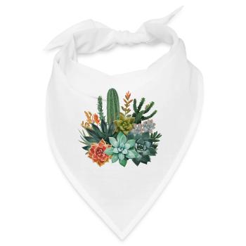 Sukkulenten & Kakteen Aquarell Komposition - Bandana - Weiß - Vorne