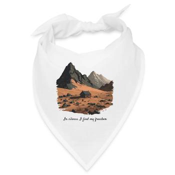 Zitat Berghütte - In Stille, Freiheit - Bandana - Weiß - Vorne